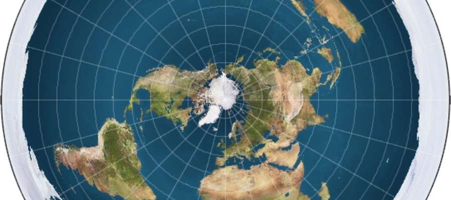 Model płaskiej Ziemi (okrągły mur lodowy zabezpiecza przed spłynięciem wody z jej powierzchni)