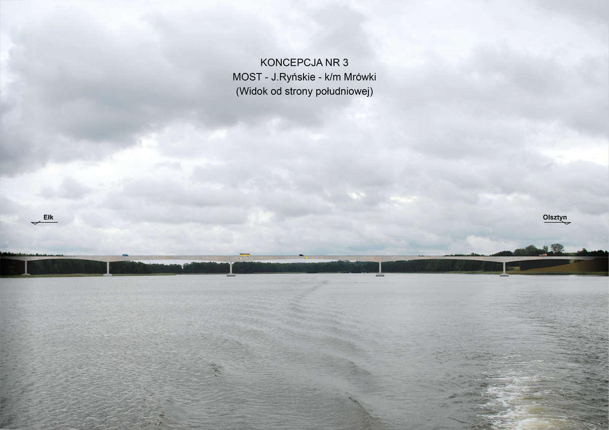 Zaakceptowana przez GDDKiA koncepcja mostu nad jez. Ryńskim (2012 r.)