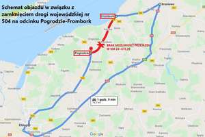 Trasa Pogrodzie - Frombork będzie zamknięta