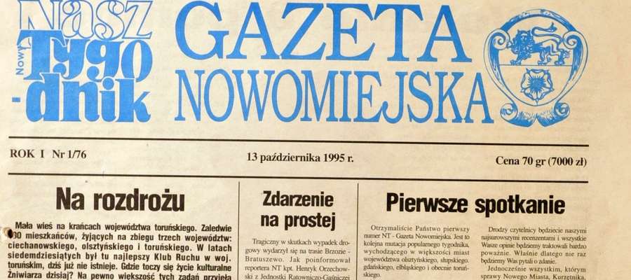 Tak wyglądała okładka pierwszego numeru "Gazety Nowomiejskiej" 