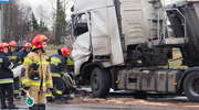 Kolizja dwóch ciężarówek na Warszawskiej
