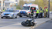 Motocyklista potrącił policjanta. Wypadek na ul. Warszawskiej w Olsztynie [ZDJĘCIA]