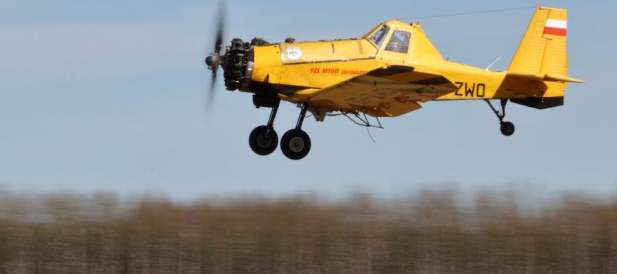 Trzy samoloty biorące udział w akcji gaśniczej są tankowane na lotnisku polowym w Rostkach