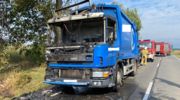 Na krajowej "piętnastce" spaliła się ciężarówka z odpadami