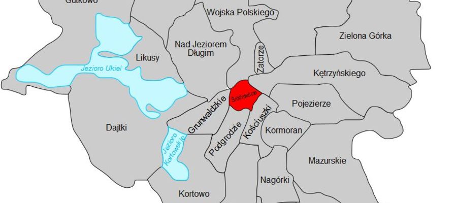 mapa osiedli Olsztyna