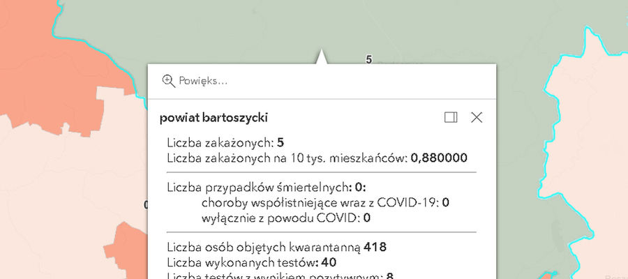 Dane epidemiologiczne w powiecie bartoszyckim. 