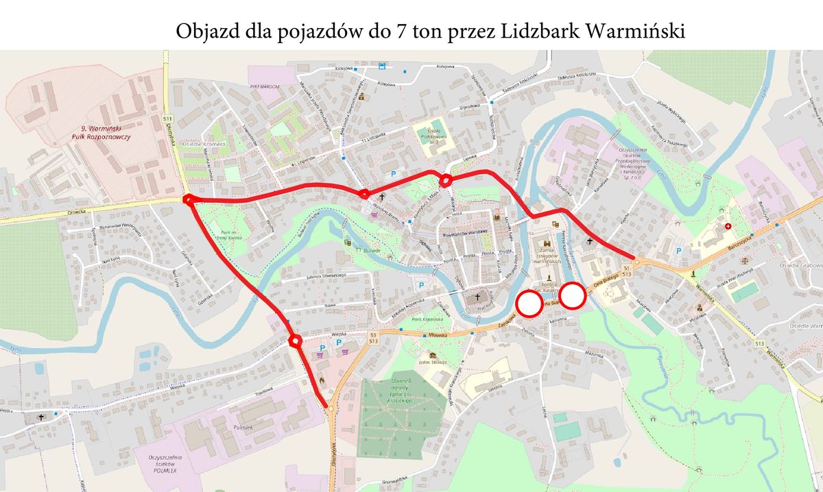 Objazd w Lidzbarku Warmińskim