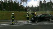  S51. Pożar mercedesa na trasie Olsztyn - Olsztynek 