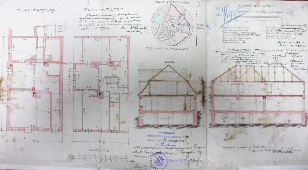 Plan budynku dawnej apteki z roku 1925 
