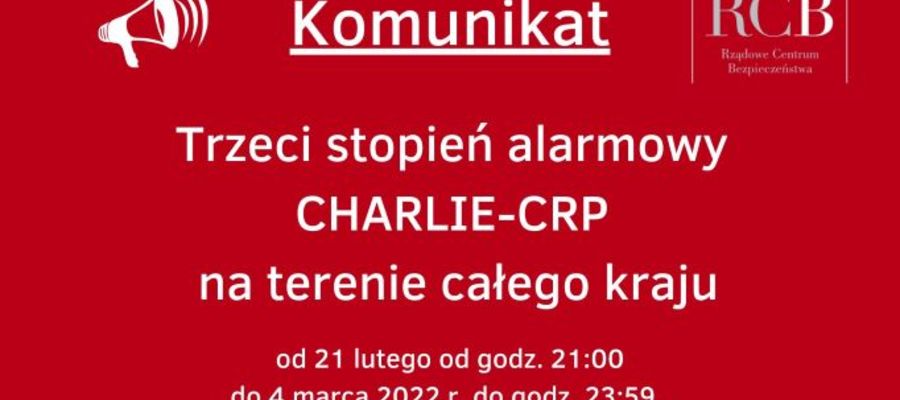 CHARLIE-CRP Trzeci stopień zagrożenia terrorystycznego w Polsce