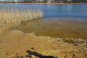 Zniszczony brzeg jeziora Wojnowo (gmina Miłki)