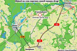 Od czwartku zamknięta droga krajowa nr 16 na odcinku Ostróda - Iława