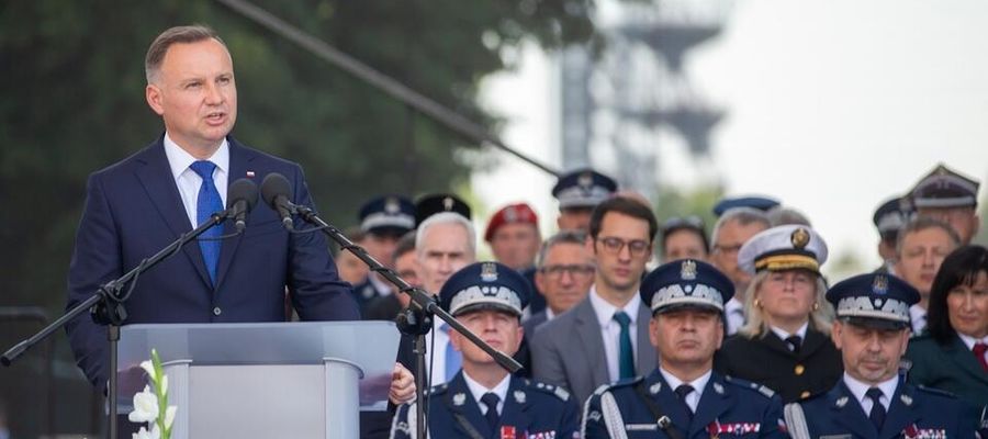 Prezydent Andrzej Duda podczas obchodów Święta Policji 