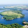 Wyspa Wielka Żuława na jeziorze Jeziorak widziana z lotu ptaka