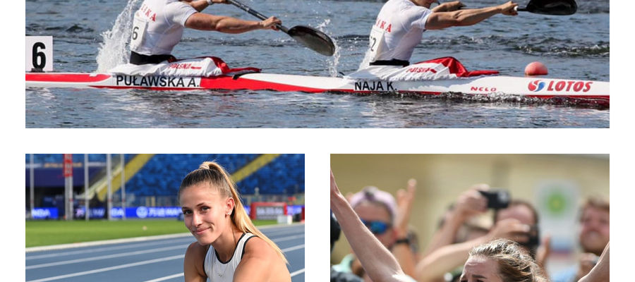 Od góry: Anna Puławska i Karolina Naja (fot. European Canoe Association), Natalia Kaczmarek, dwukrotna srebrna medalistka mistrzostw Europy w Monachium (fot. Paweł Skraba), Aleksandra Lisowska (fot. PAP)