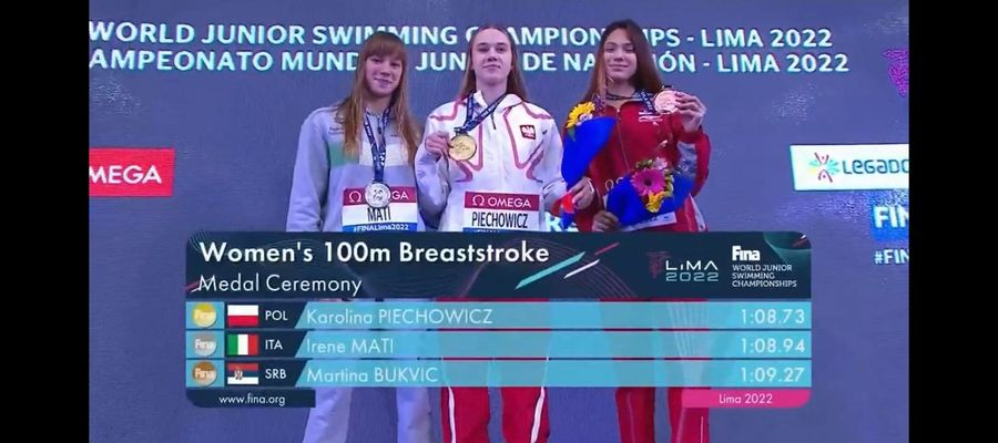 Karolina Piechowicz zdobyła trzecie złoto na Mistrzostwach Świata Juniorów w pływaniu w Peru