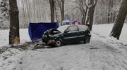 Tragiczny wypadek w powiecie olsztyńskim. Senior uderzył w drzewo na łuku drogi. Trasa Dobre Miasto-Jeziorany jest całkowicie zablokowana