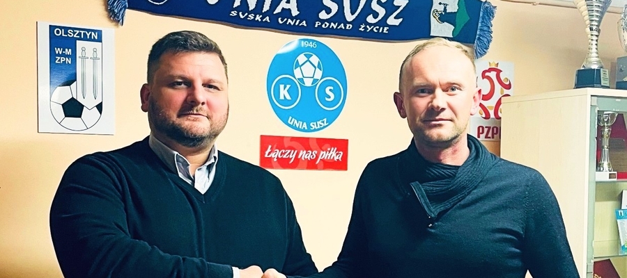 Rafał Masny (z lewej), były już prezes Unii Susz i jej nowy szef, Damian Paszynin 