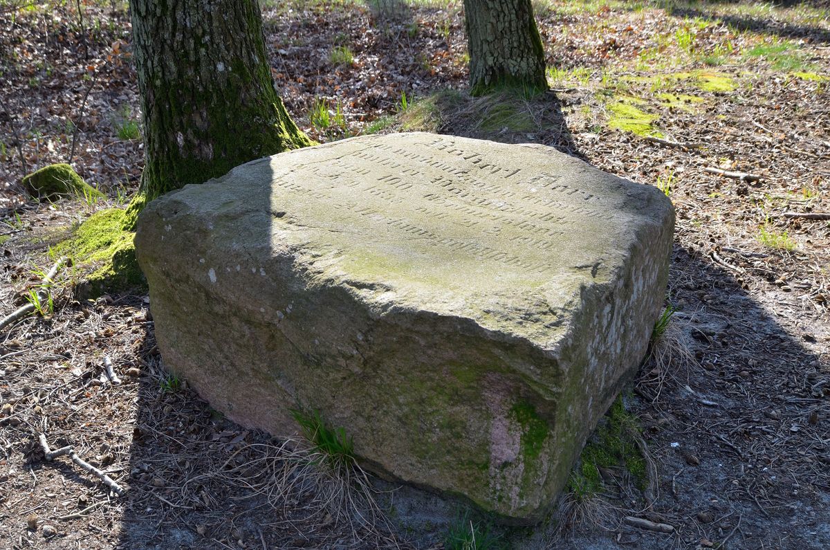 W północnej części grodziska znajduje się kamień upamiętniający Roberta Dorra
