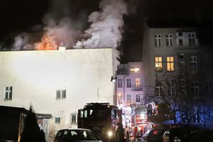 Pożar kamienicy przy ul. Warmińskiej w Olsztynie