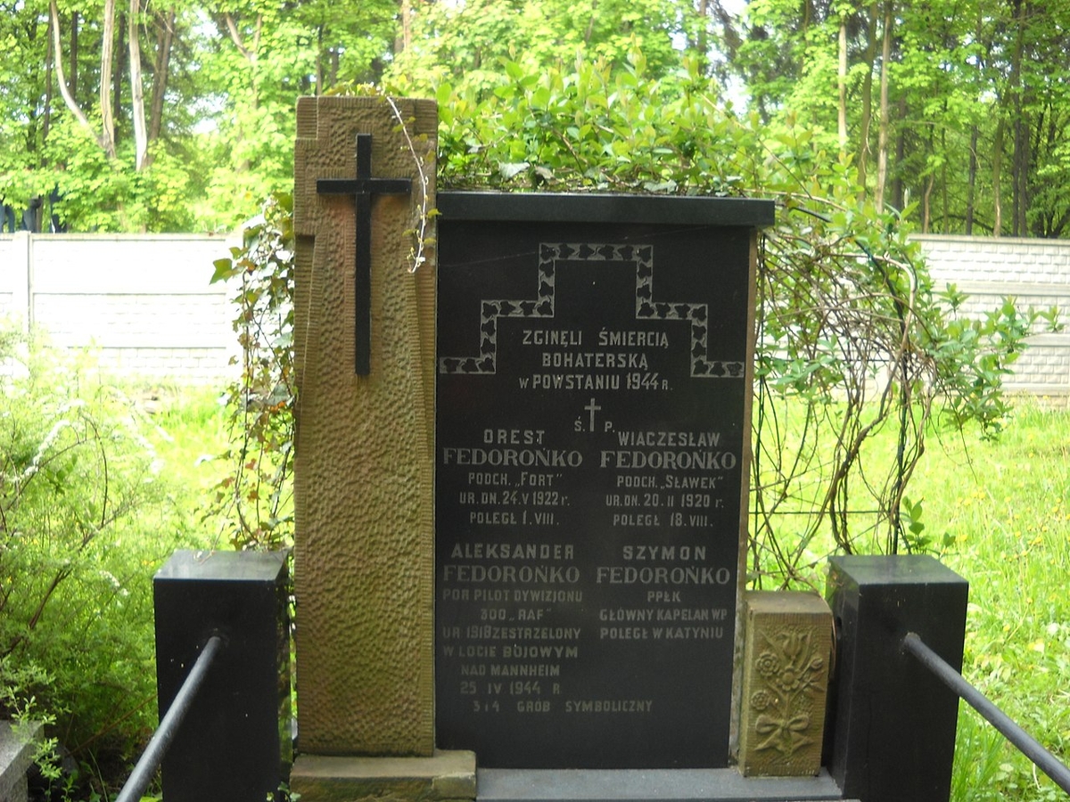 Symboliczny grób rodziny Fedorońko na cmentarzu prawosławnym na Woli w Warszawie