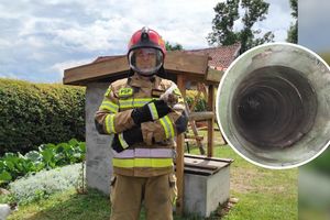 Strażacy uratowali kota uwięzionego w 10-metrowej studni [ZDJĘCIA]