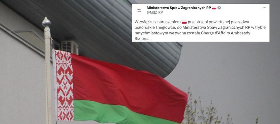 flaga przed ambasadą Białorusi w Warszawie 