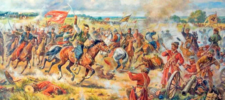 Bitwa pod Konotopem, gdzie połączone siły kozacko-polsko-tatarskie pod wodzą hetmana kozackiego Iwana Wyhowskiego pokonały wojska moskiewskie