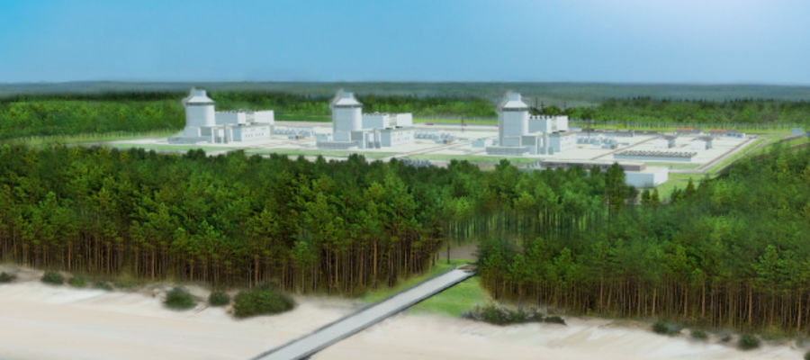 Poglądowa wizualizacja pierwszej w Polsce elektrowni jądrowej w lokalizacji "Lubiatowo-Kopalino"