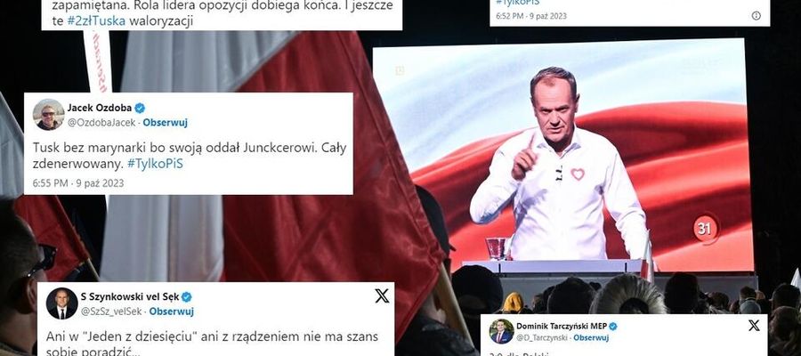Lider PO Donald Tusk w debacie wyborczej w TVP
