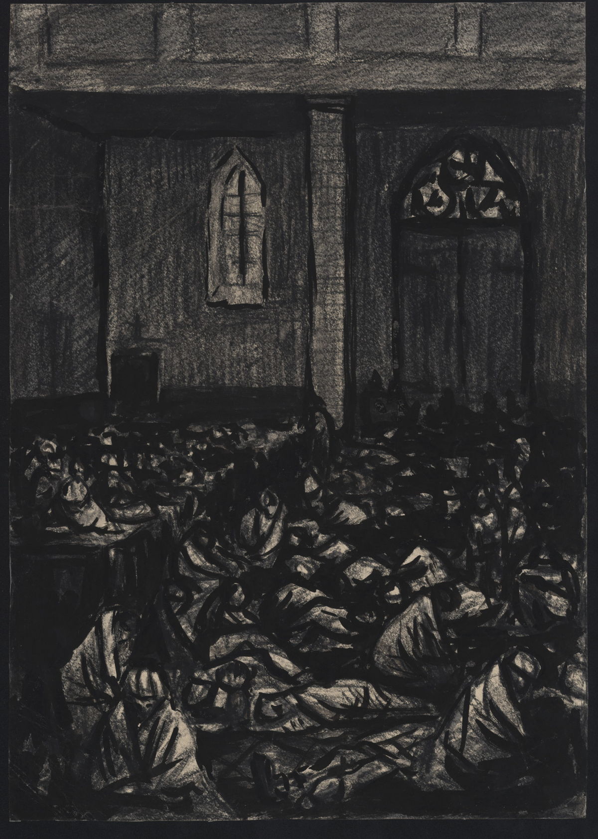  Józef Łapiński, Marsz śmierci, obraz, Zbiory Muzeum Stutthof w Sztutowie