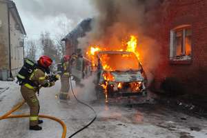 Braniewo: Pożar auta dostawczego
