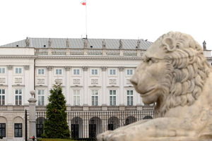 Rzeźby lwów wróciły przed Pałac Prezydencki
