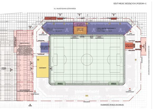 Projekt trybuny wschodniej stadionu przy al. Piłsudskiego 