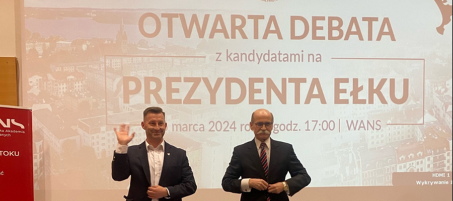 Debata na Prezydenta Miasta Ełk- Tomasz Andrukiewicz (L) i Krzysztof Wiloch