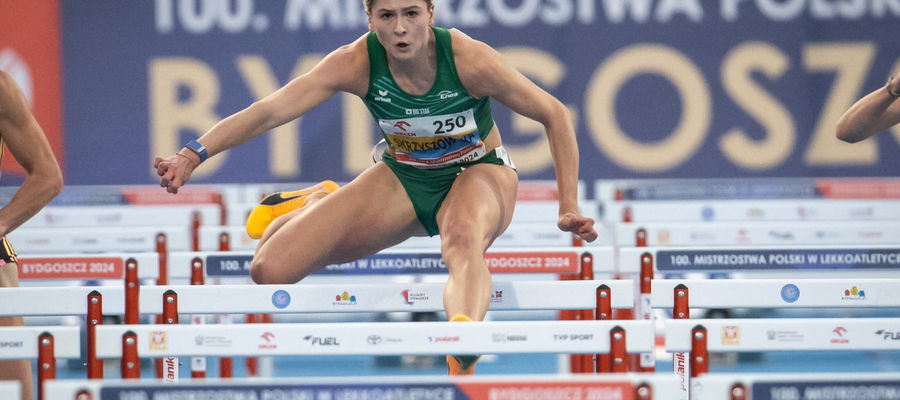 Pia Skrzyszowska w finałowym biegu na 100 m ppł