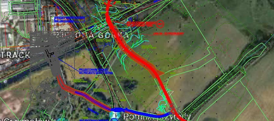 Rozpatrywane warianty połączenia przez tory w Olsztynie