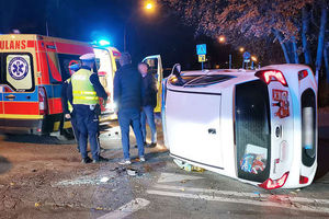 Groźne zderzenie na olsztyńskim rondzie. Sprawca uciekł [ZDJĘCIA]