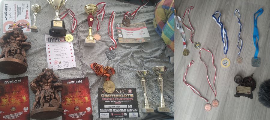 Trofea i medale zdobyte na przestrzeni lat przez Krystiana