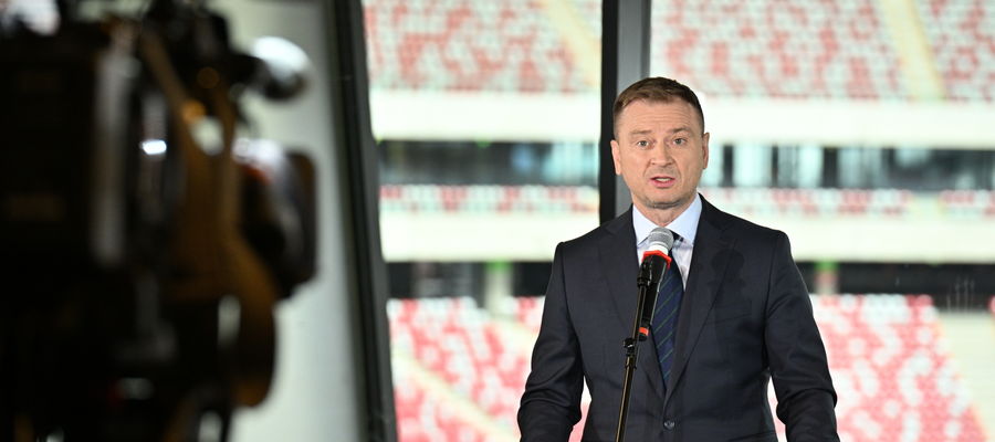  Minister sportu i turystyki Sławomir Nitras podczas konferencji prasowej 