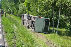 Wypadek autobusu na trasie Pisz-Orzysz