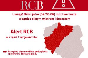  Uwaga! Alert RCB: burze i silny wiatr 