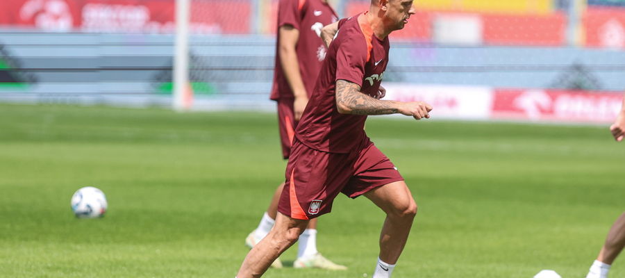 Kamil Grosicki podczas treningu kadry w Chorzowie