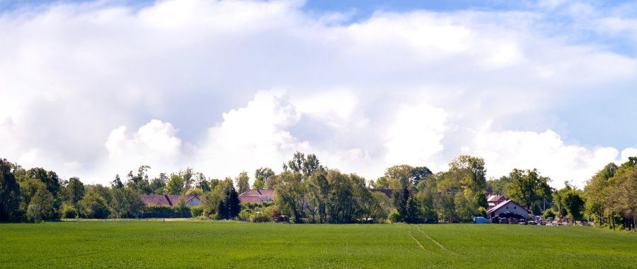 Widok z północy na majątek Nory w 2024 r.