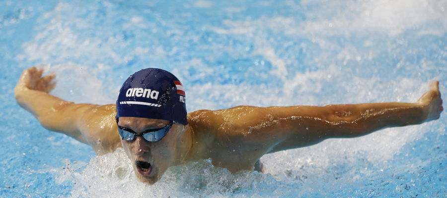 Krzysztof Chmielewski bierze udział w półfinałach pływania na 200 m stylem motylkowym mężczyzn podczas Mistrzostw Świata w Pływaniu Singapur 2025 w Singapurze, 29 lipca 2025 r.