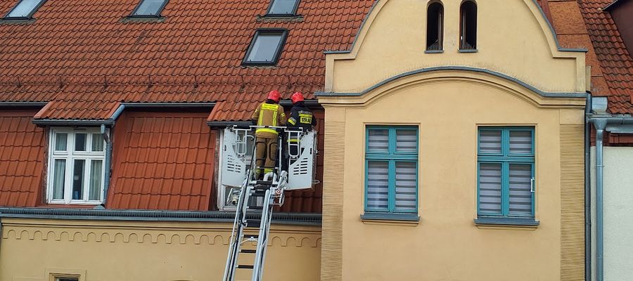 Interwencja straży pożarnej i straży miejskiej przy ul. Mazurskiej w Olsztynie