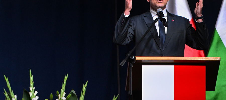 Prezydent elekt Karol Nawrocki podczas obchodów 82. rocznicy "Krwawej niedzieli" w miejscu planowanej budowy Muzeum Pamięci Ofiar Rzezi Wołyńskiej w Chełmie.