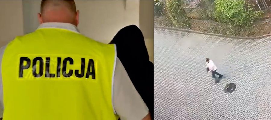 Oblał drzwi substancją łatwopalną, podpalił i uciekł. Policjanci już go mają 