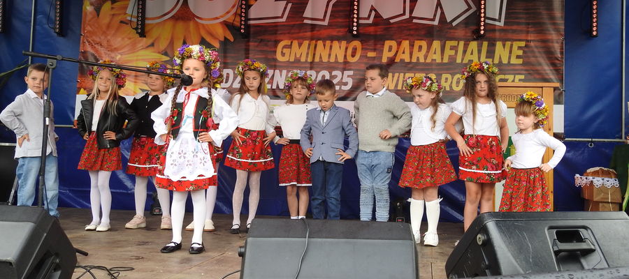 Najmłodsi dożynkowi goście podczas występów na scenie