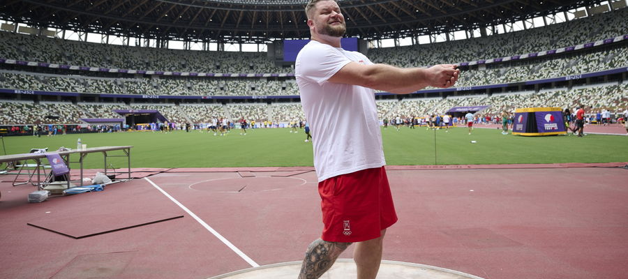 Paweł Fajdek podczas sesji treningowej na Japan National Stadium w Tokio 
